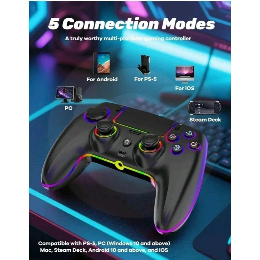 MYSTILUCK Wireless Controller Compatible with PS-5/Pro/PC/MAC/iOS/Android10